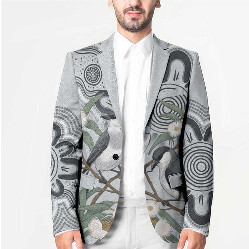 Australia Grey Butcherbird Blazer Eucalyptus Alba Indigenous Art - Aussie Hoodie