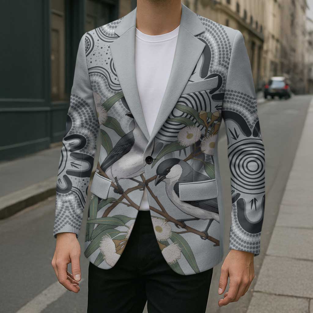 Australia Grey Butcherbird Blazer Eucalyptus Alba Indigenous Art - Aussie Hoodie