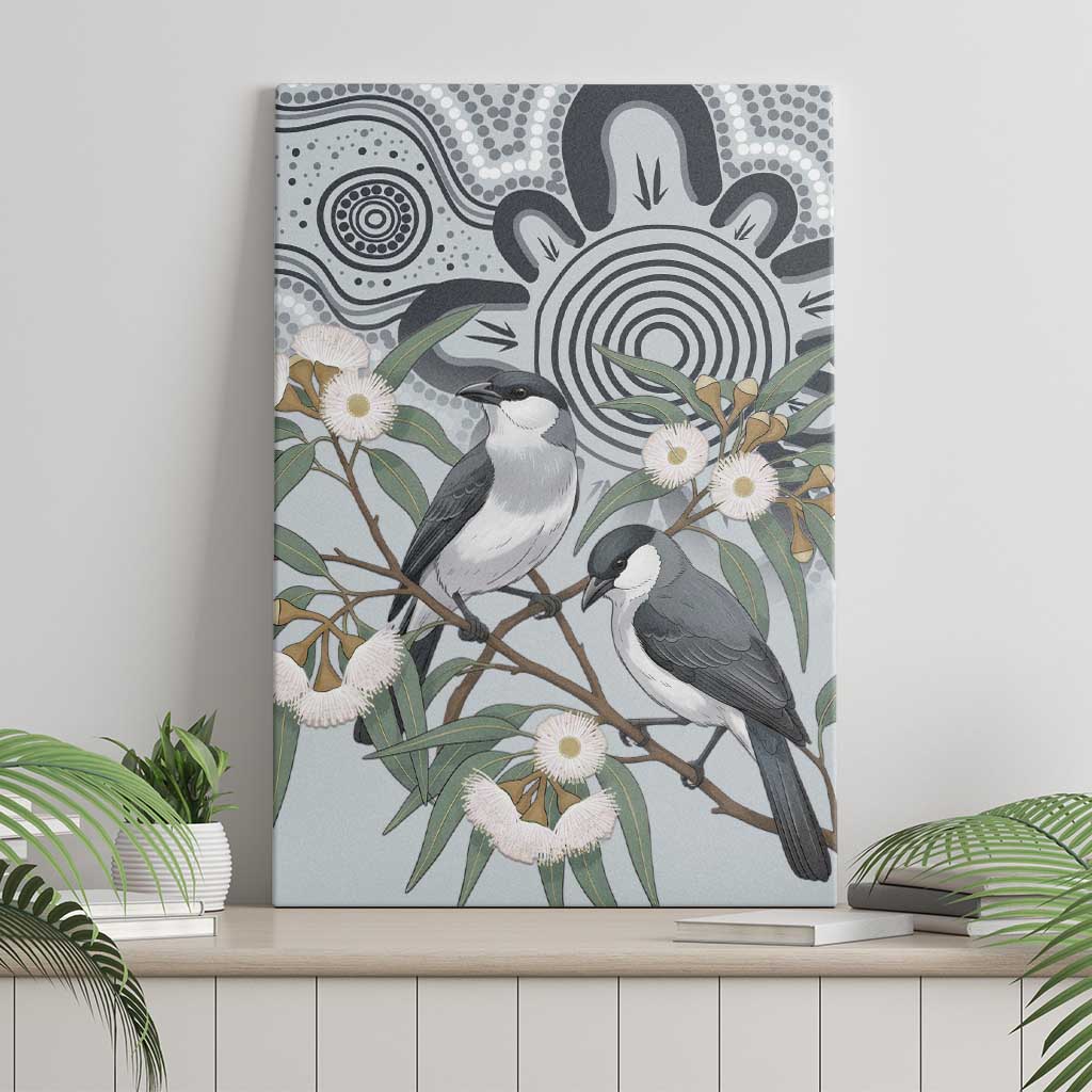 Australia Grey Butcherbird Canvas Wall Art Eucalyptus Alba Indigenous Art - Aussie Hoodie