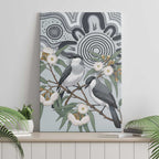 Australia Grey Butcherbird Canvas Wall Art Eucalyptus Alba Indigenous Art - Aussie Hoodie