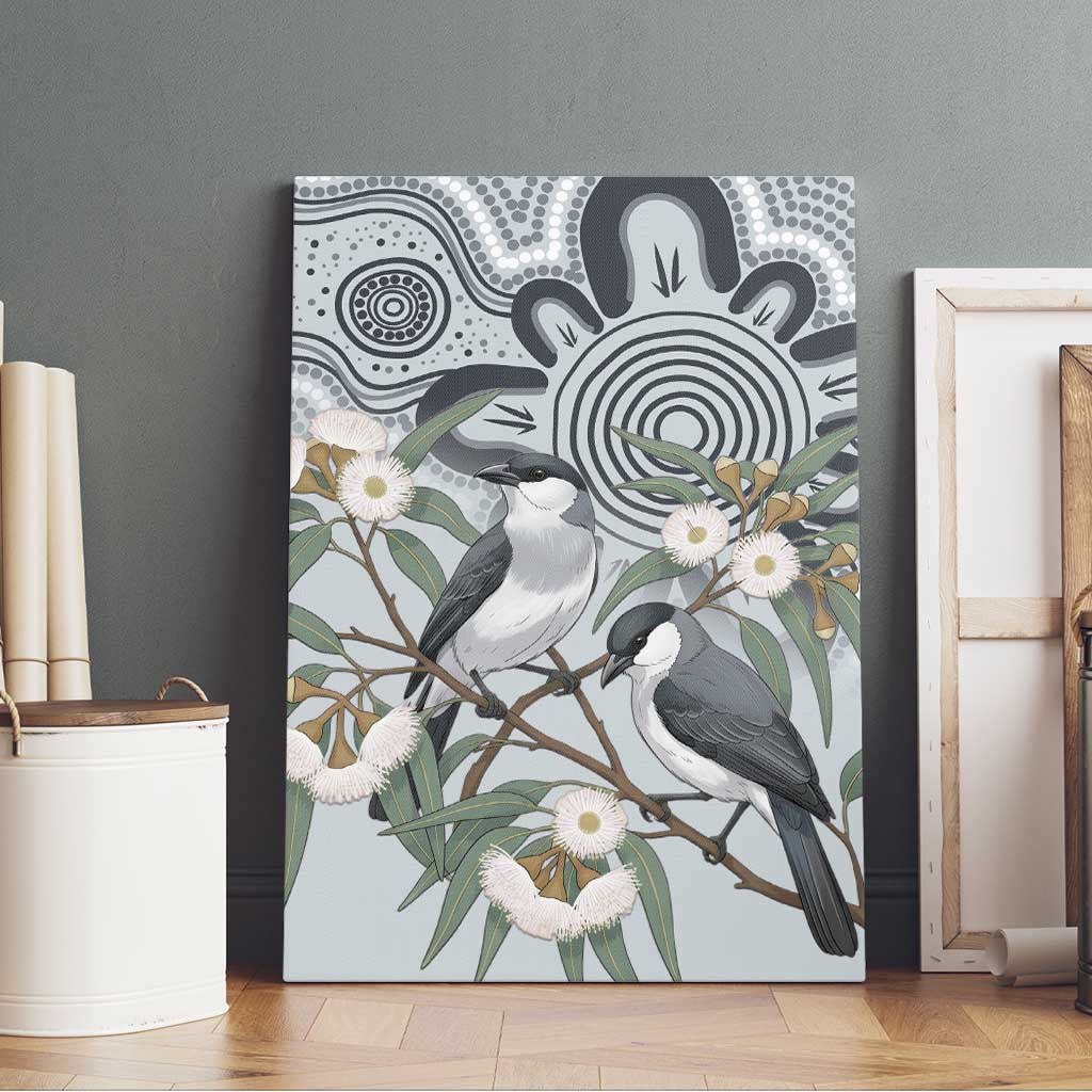 Australia Grey Butcherbird Canvas Wall Art Eucalyptus Alba Indigenous Art - Aussie Hoodie