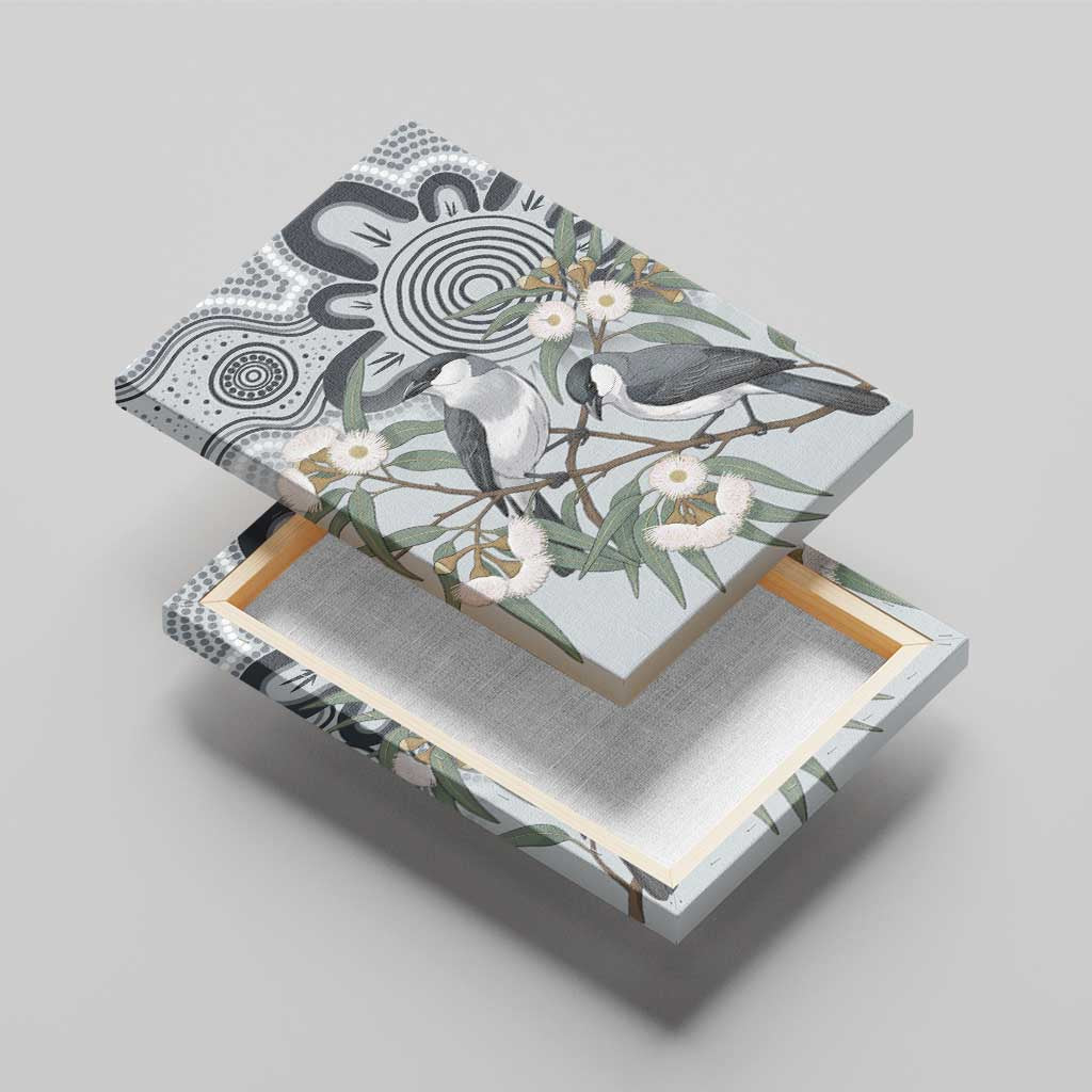 Australia Grey Butcherbird Canvas Wall Art Eucalyptus Alba Indigenous Art - Aussie Hoodie