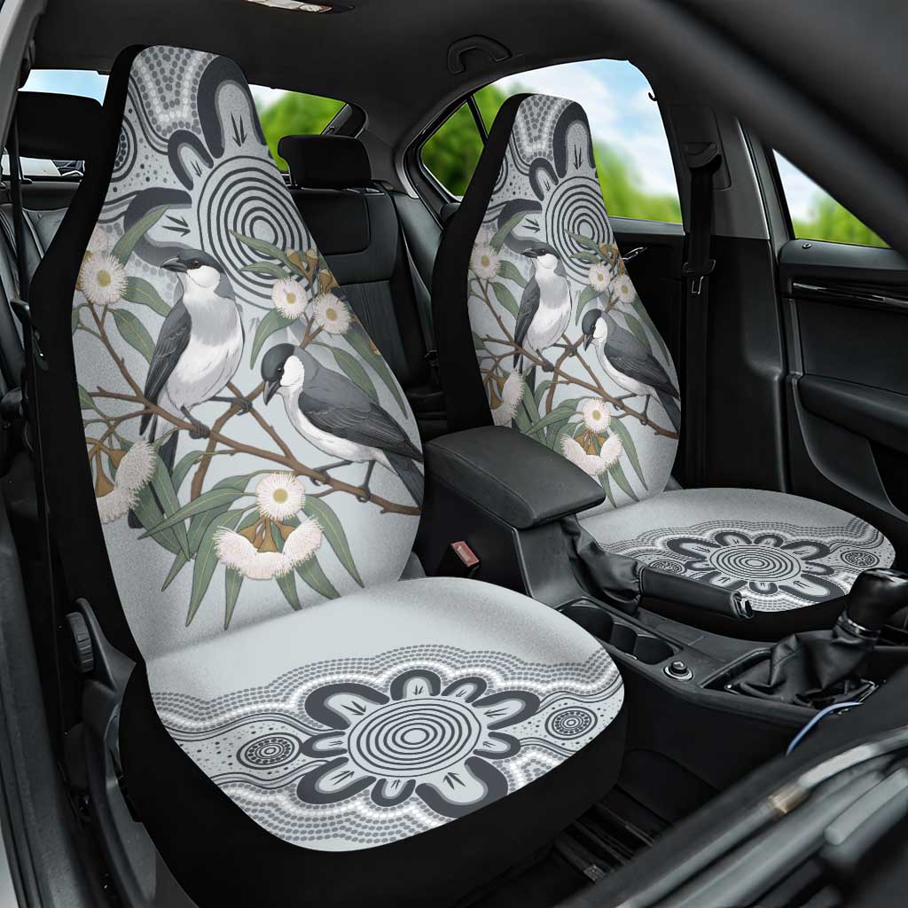 Australia Grey Butcherbird Car Seat Cover Eucalyptus Alba Indigenous Art - Aussie Hoodie