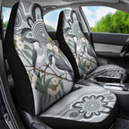 Australia Grey Butcherbird Car Seat Cover Eucalyptus Alba Indigenous Art - Aussie Hoodie