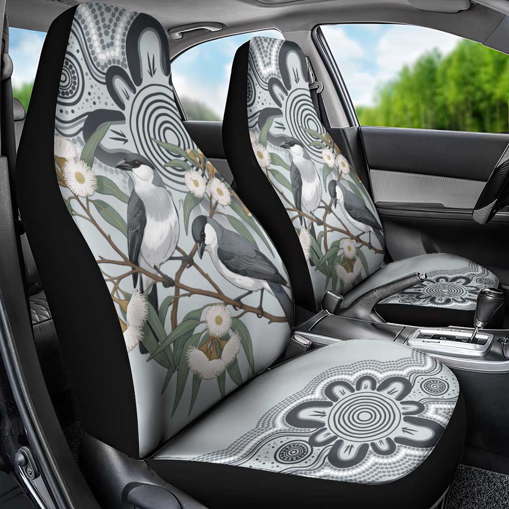 Australia Grey Butcherbird Car Seat Cover Eucalyptus Alba Indigenous Art - Aussie Hoodie