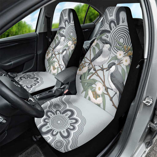 Australia Grey Butcherbird Car Seat Cover Eucalyptus Alba Indigenous Art - Aussie Hoodie