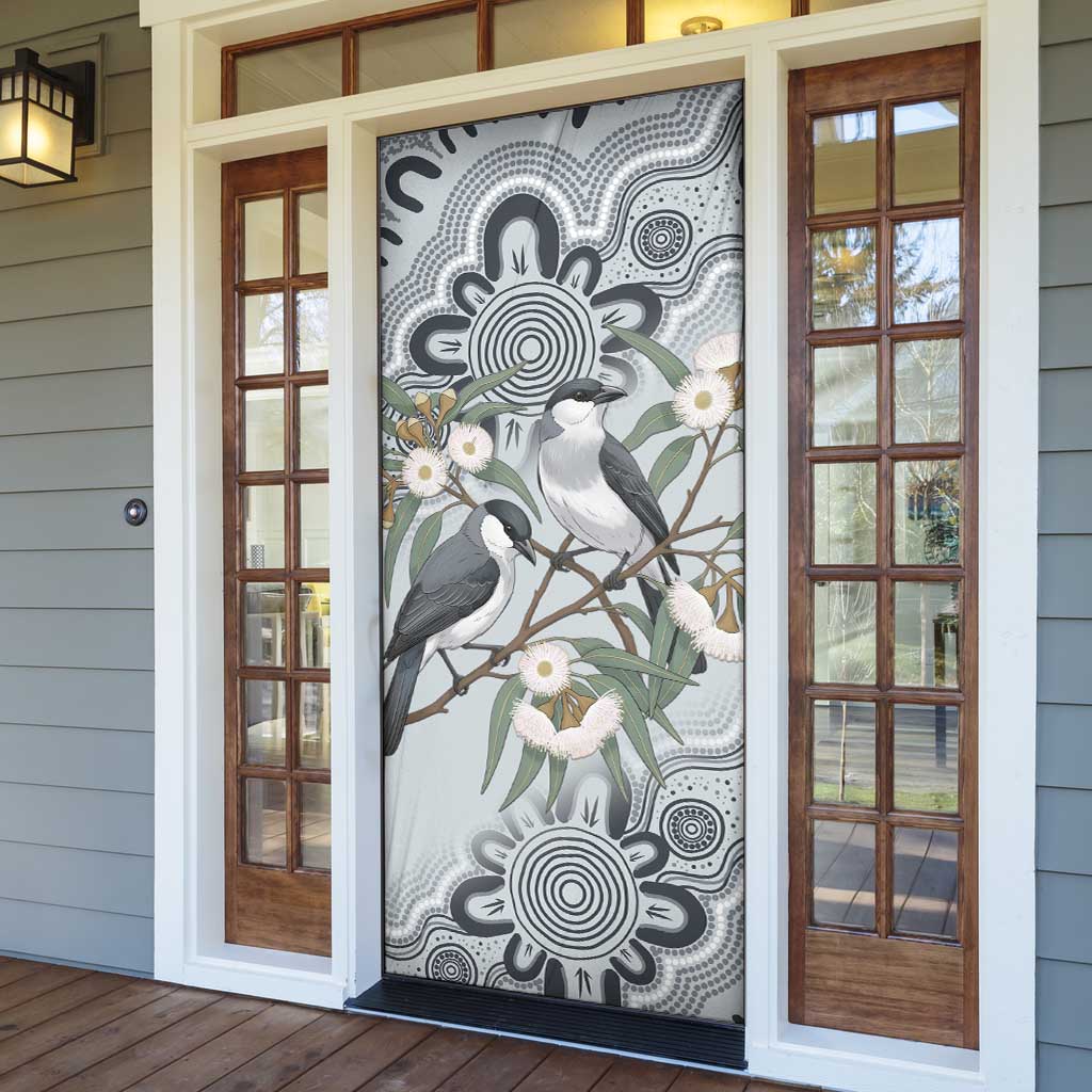 Australia Grey Butcherbird Door Cover Eucalyptus Alba Indigenous Art - Aussie Hoodie