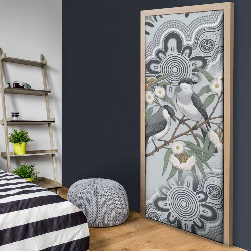 Australia Grey Butcherbird Door Cover Eucalyptus Alba Indigenous Art - Aussie Hoodie