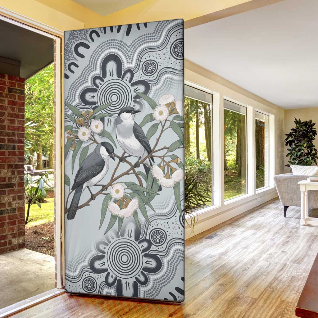 Australia Grey Butcherbird Door Cover Eucalyptus Alba Indigenous Art - Aussie Hoodie