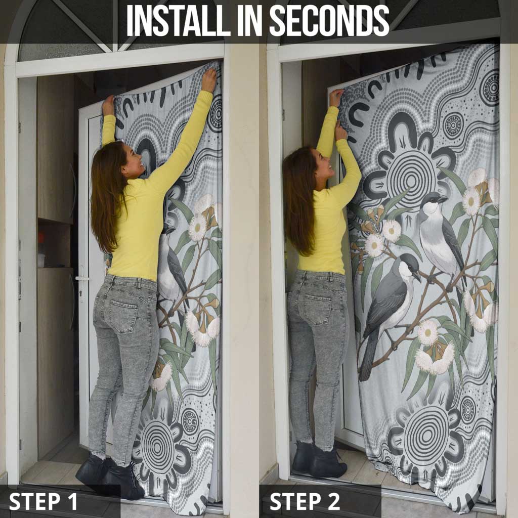 Australia Grey Butcherbird Door Cover Eucalyptus Alba Indigenous Art - Aussie Hoodie