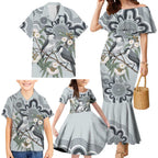 Australia Grey Butcherbird Family Matching Mermaid Dress and Hawaiian Shirt Eucalyptus Alba Indigenous Art - Aussie Hoodie
