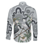 Australia Grey Butcherbird Family Matching Mermaid Dress and Hawaiian Shirt Eucalyptus Alba Indigenous Art - Aussie Hoodie
