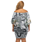 Australia Grey Butcherbird Family Matching Off Shoulder Short Dress and Hawaiian Shirt Eucalyptus Alba Indigenous Art - Aussie Hoodie