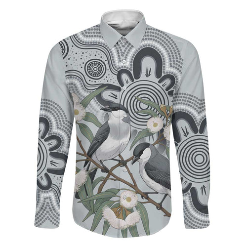 Australia Grey Butcherbird Family Matching Summer Maxi Dress and Hawaiian Shirt Eucalyptus Alba Indigenous Art - Aussie Hoodie
