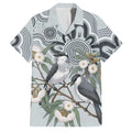 Australia Grey Butcherbird Family Matching Tank Maxi Dress and Hawaiian Shirt Eucalyptus Alba Indigenous Art - Aussie Hoodie