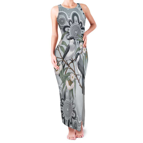 Australia Grey Butcherbird Family Matching Tank Maxi Dress and Hawaiian Shirt Eucalyptus Alba Indigenous Art - Aussie Hoodie