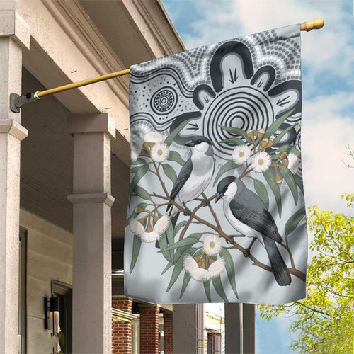 Australia Grey Butcherbird Garden Flag Eucalyptus Alba Indigenous Art - Aussie Hoodie