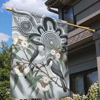 Australia Grey Butcherbird Garden Flag Eucalyptus Alba Indigenous Art - Aussie Hoodie