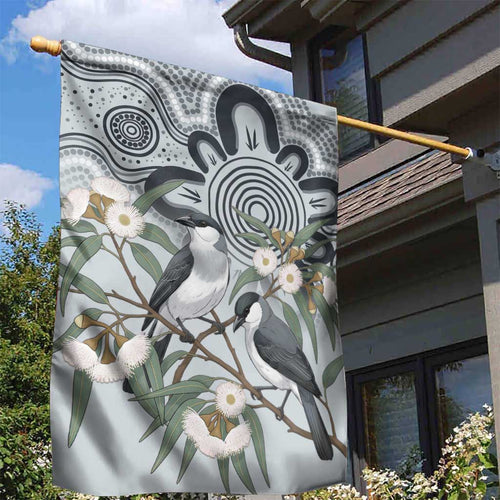 Australia Grey Butcherbird Garden Flag Eucalyptus Alba Indigenous Art - Aussie Hoodie
