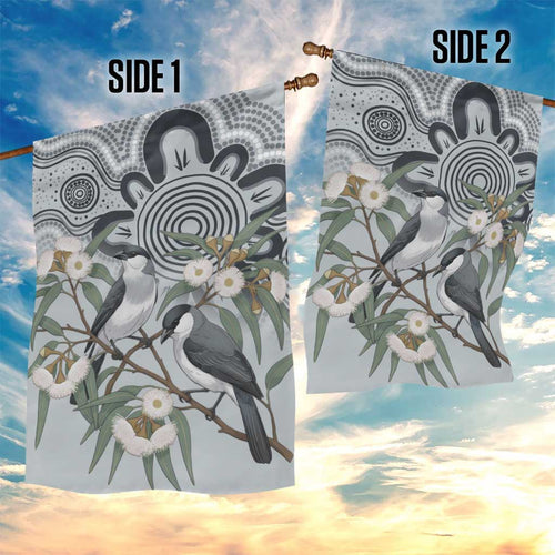 Australia Grey Butcherbird Garden Flag Eucalyptus Alba Indigenous Art - Aussie Hoodie