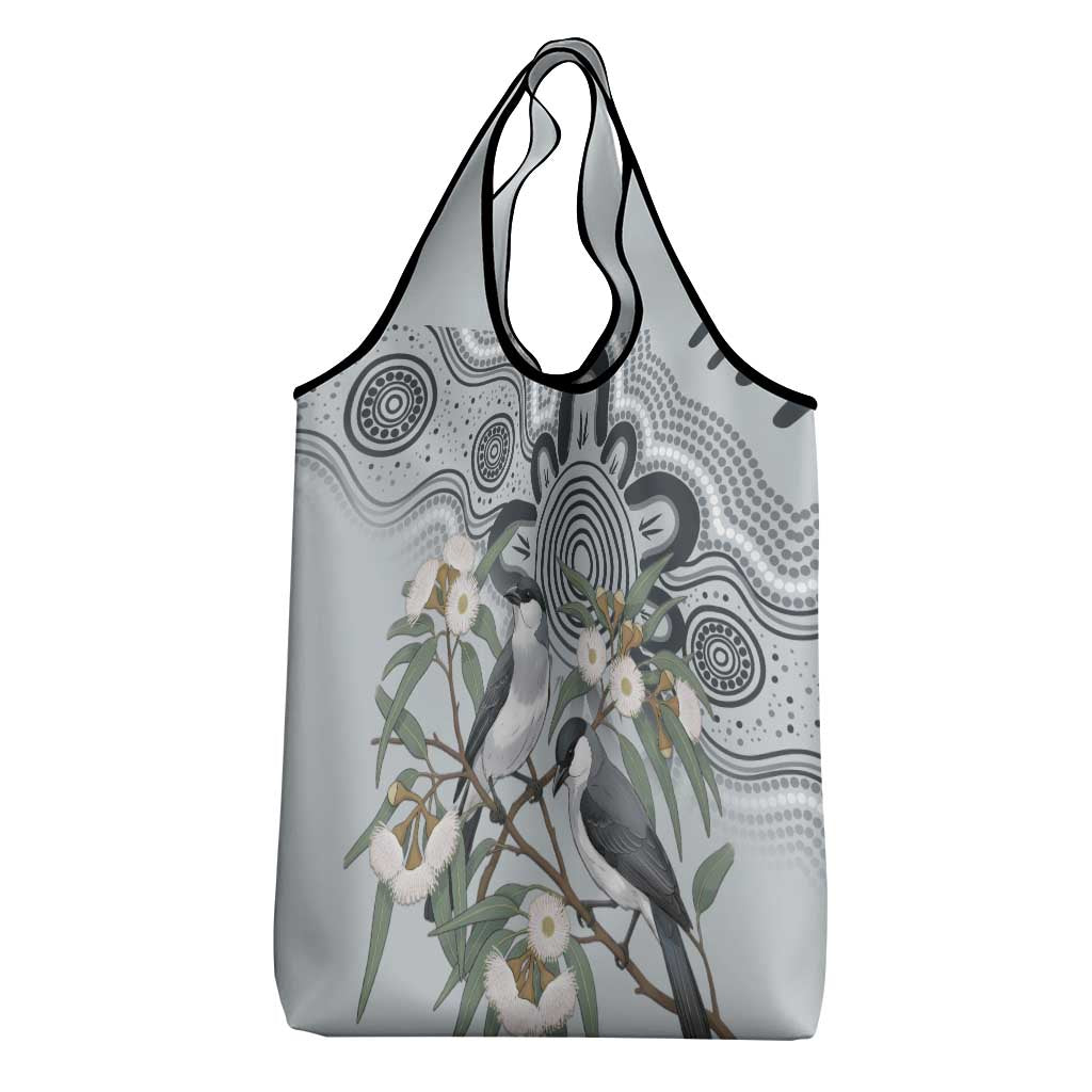 Australia Grey Butcherbird Grocery Bag Eucalyptus Alba Indigenous Art - Aussie Hoodie