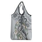 Australia Grey Butcherbird Grocery Bag Eucalyptus Alba Indigenous Art - Aussie Hoodie