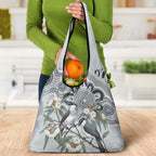 Australia Grey Butcherbird Grocery Bag Eucalyptus Alba Indigenous Art - Aussie Hoodie