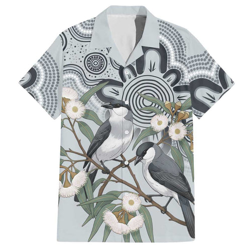 Australia Grey Butcherbird Hawaiian Shirt Eucalyptus Alba Indigenous Art - Aussie Hoodie