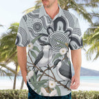 Australia Grey Butcherbird Hawaiian Shirt Eucalyptus Alba Indigenous Art - Aussie Hoodie