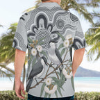 Australia Grey Butcherbird Hawaiian Shirt Eucalyptus Alba Indigenous Art - Aussie Hoodie