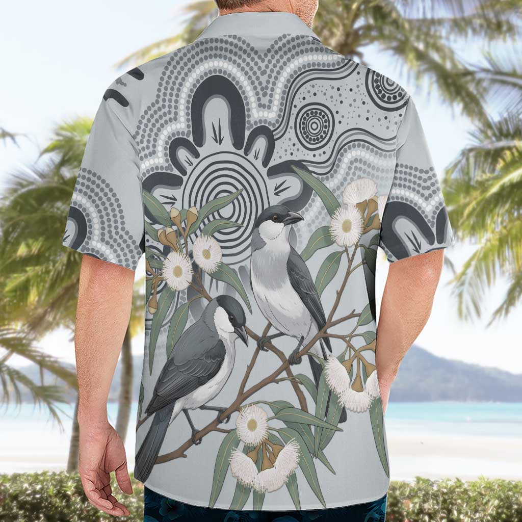 Australia Grey Butcherbird Hawaiian Shirt Eucalyptus Alba Indigenous Art - Aussie Hoodie