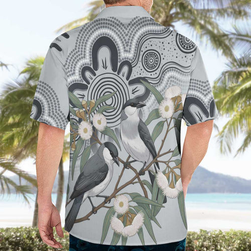 Australia Grey Butcherbird Hawaiian Shirt Eucalyptus Alba Indigenous Art - Aussie Hoodie