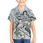 Australia Grey Butcherbird Hawaiian Shirt Eucalyptus Alba Indigenous Art - Aussie Hoodie