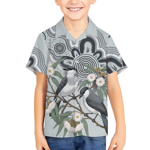Australia Grey Butcherbird Hawaiian Shirt Eucalyptus Alba Indigenous Art - Aussie Hoodie