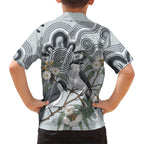 Australia Grey Butcherbird Hawaiian Shirt Eucalyptus Alba Indigenous Art - Aussie Hoodie