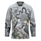 Australia Grey Butcherbird Hockey Jersey Eucalyptus Alba Indigenous Art - Aussie Hoodie