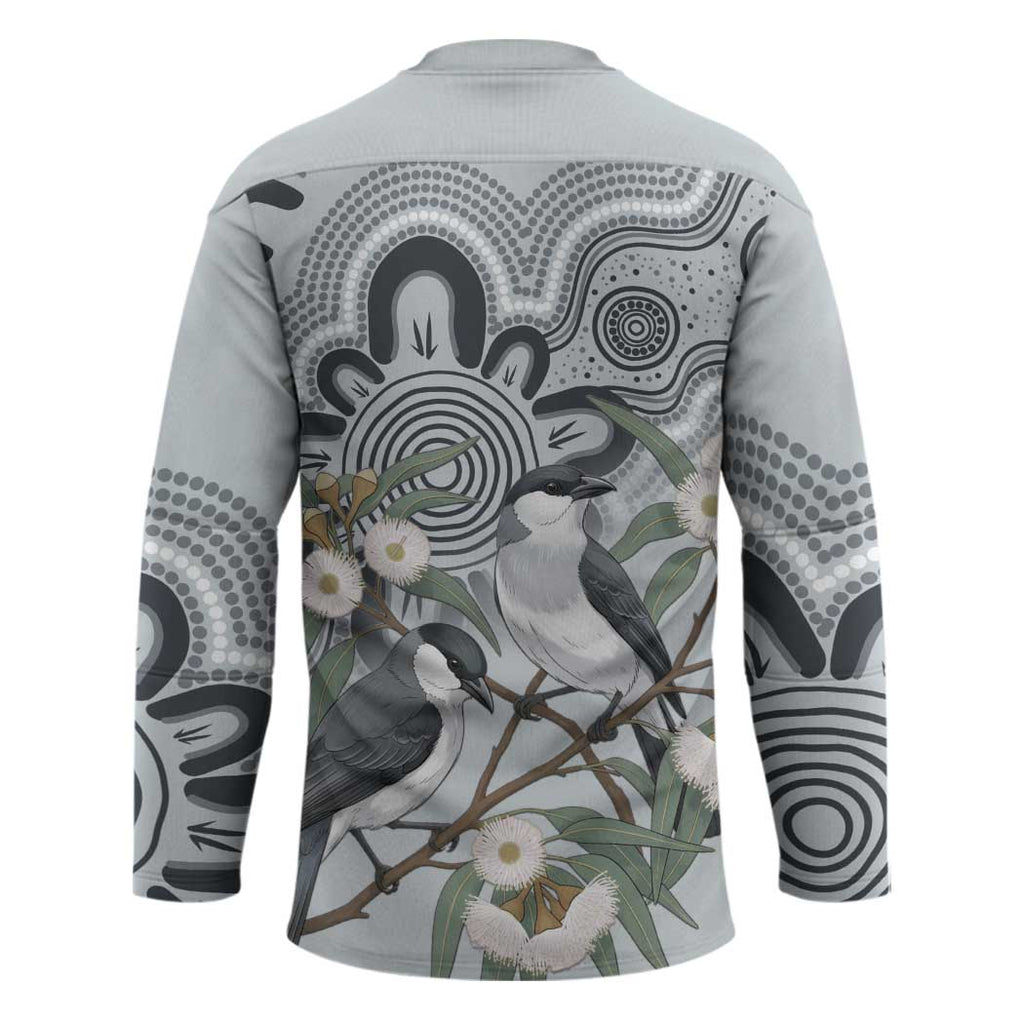 Australia Grey Butcherbird Hockey Jersey Eucalyptus Alba Indigenous Art - Aussie Hoodie