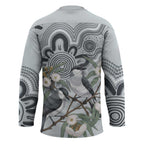 Australia Grey Butcherbird Hockey Jersey Eucalyptus Alba Indigenous Art - Aussie Hoodie