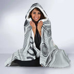Australia Grey Butcherbird Hooded Blanket Eucalyptus Alba Indigenous Art - Aussie Hoodie
