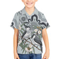Australia Grey Butcherbird Kid Hawaiian Shirt Eucalyptus Alba Indigenous Art - Aussie Hoodie