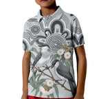 Australia Grey Butcherbird Kid Polo Shirt Eucalyptus Alba Indigenous Art - Aussie Hoodie