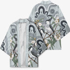 Australia Grey Butcherbird Kimono Eucalyptus Alba Indigenous Art - Aussie Hoodie
