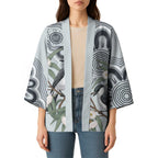 Australia Grey Butcherbird Kimono Eucalyptus Alba Indigenous Art - Aussie Hoodie