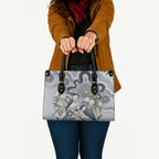 Australia Grey Butcherbird Leather Bag Eucalyptus Alba Indigenous Art - Aussie Hoodie