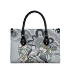 Australia Grey Butcherbird Leather Bag Eucalyptus Alba Indigenous Art - Aussie Hoodie