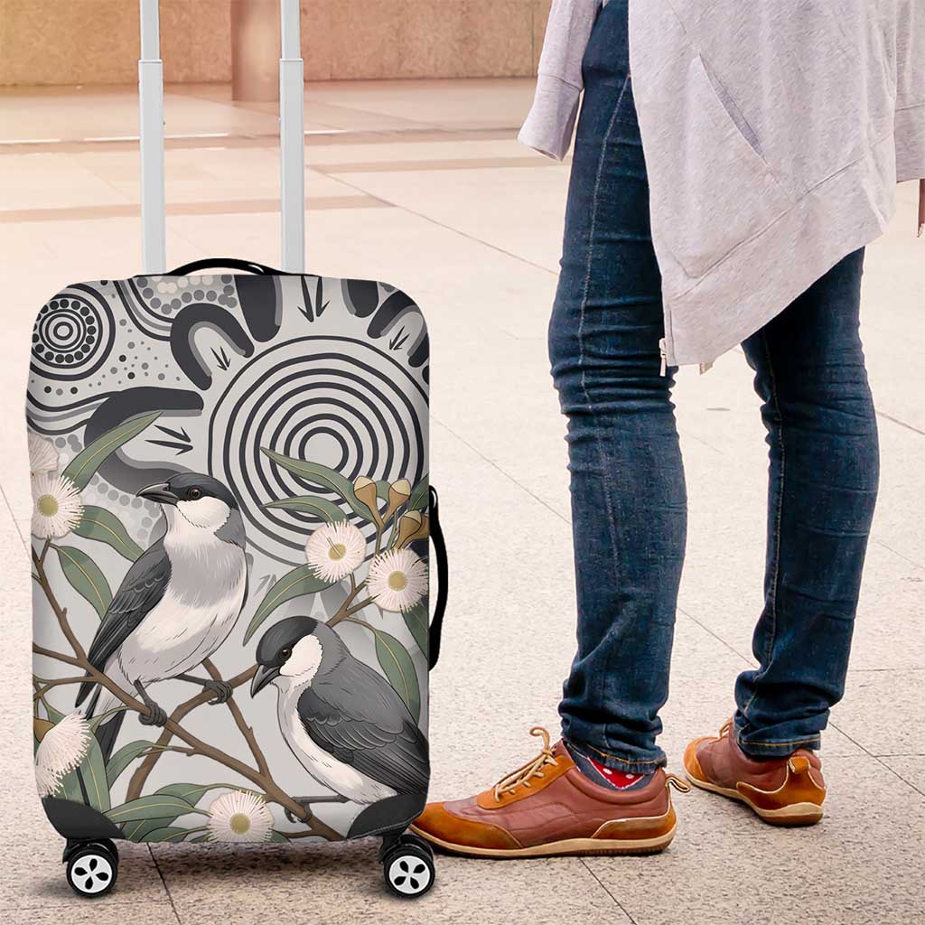 Australia Grey Butcherbird Luggage Cover Eucalyptus Alba Indigenous Art - Aussie Hoodie