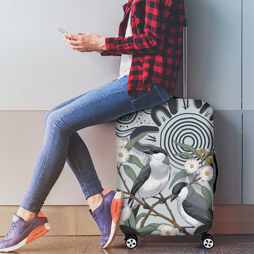 Australia Grey Butcherbird Luggage Cover Eucalyptus Alba Indigenous Art - Aussie Hoodie