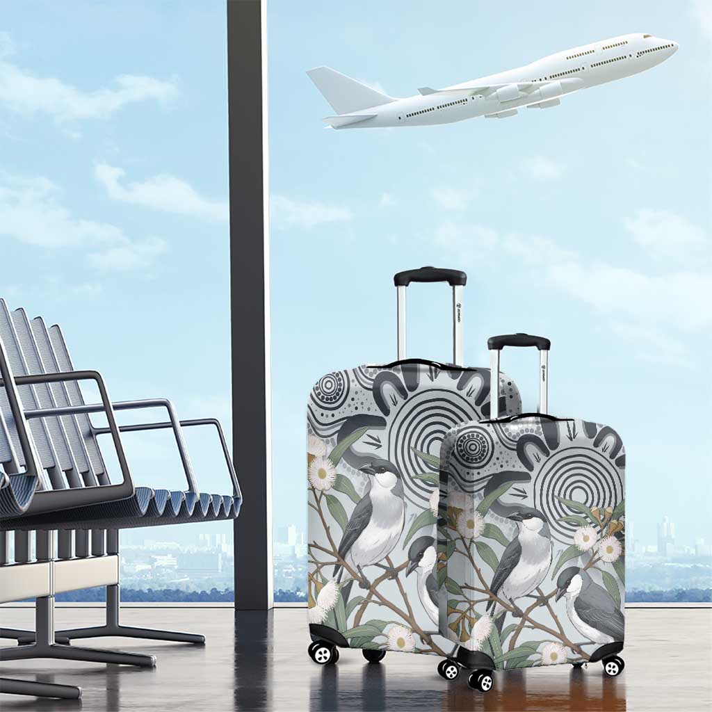 Australia Grey Butcherbird Luggage Cover Eucalyptus Alba Indigenous Art - Aussie Hoodie
