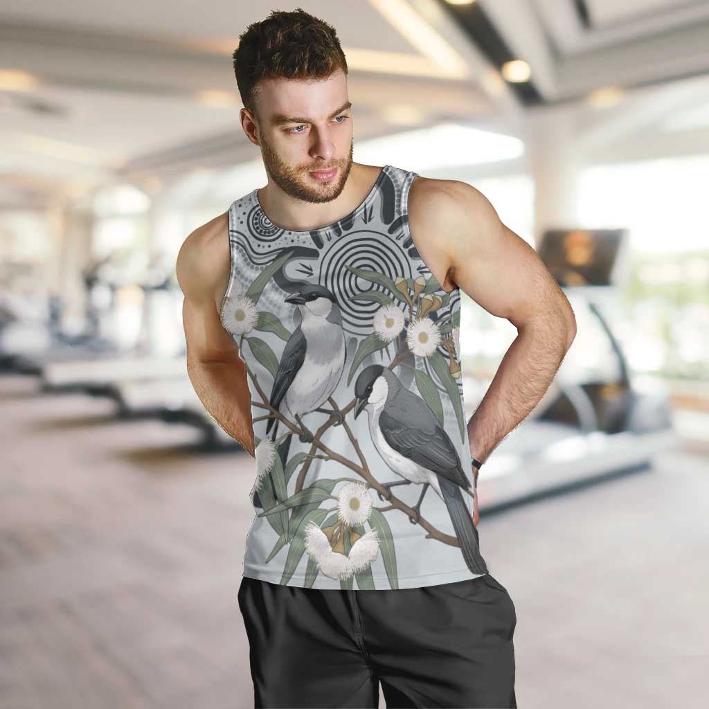 Australia Grey Butcherbird Men Tank Top Eucalyptus Alba Indigenous Art - Aussie Hoodie