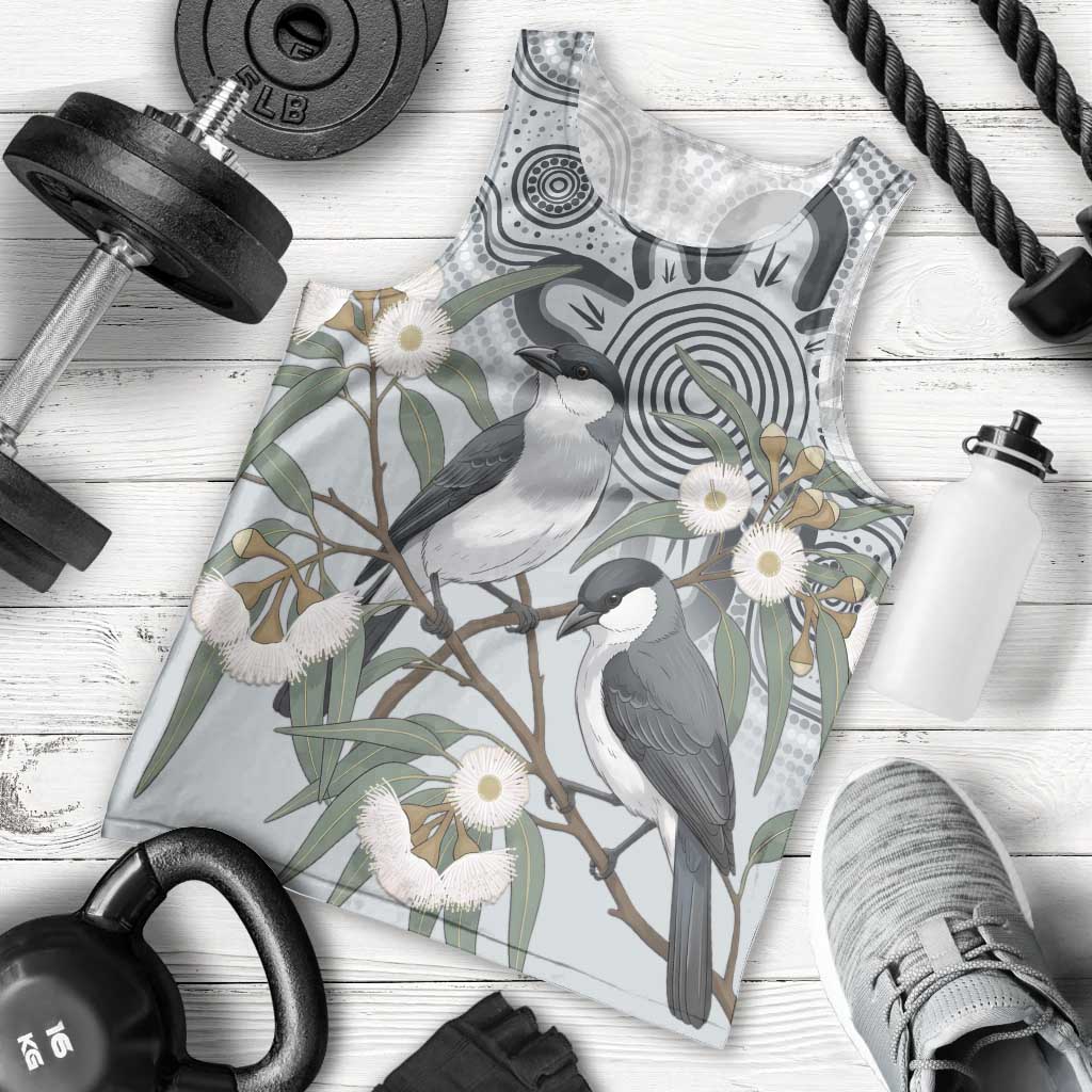 Australia Grey Butcherbird Men Tank Top Eucalyptus Alba Indigenous Art - Aussie Hoodie